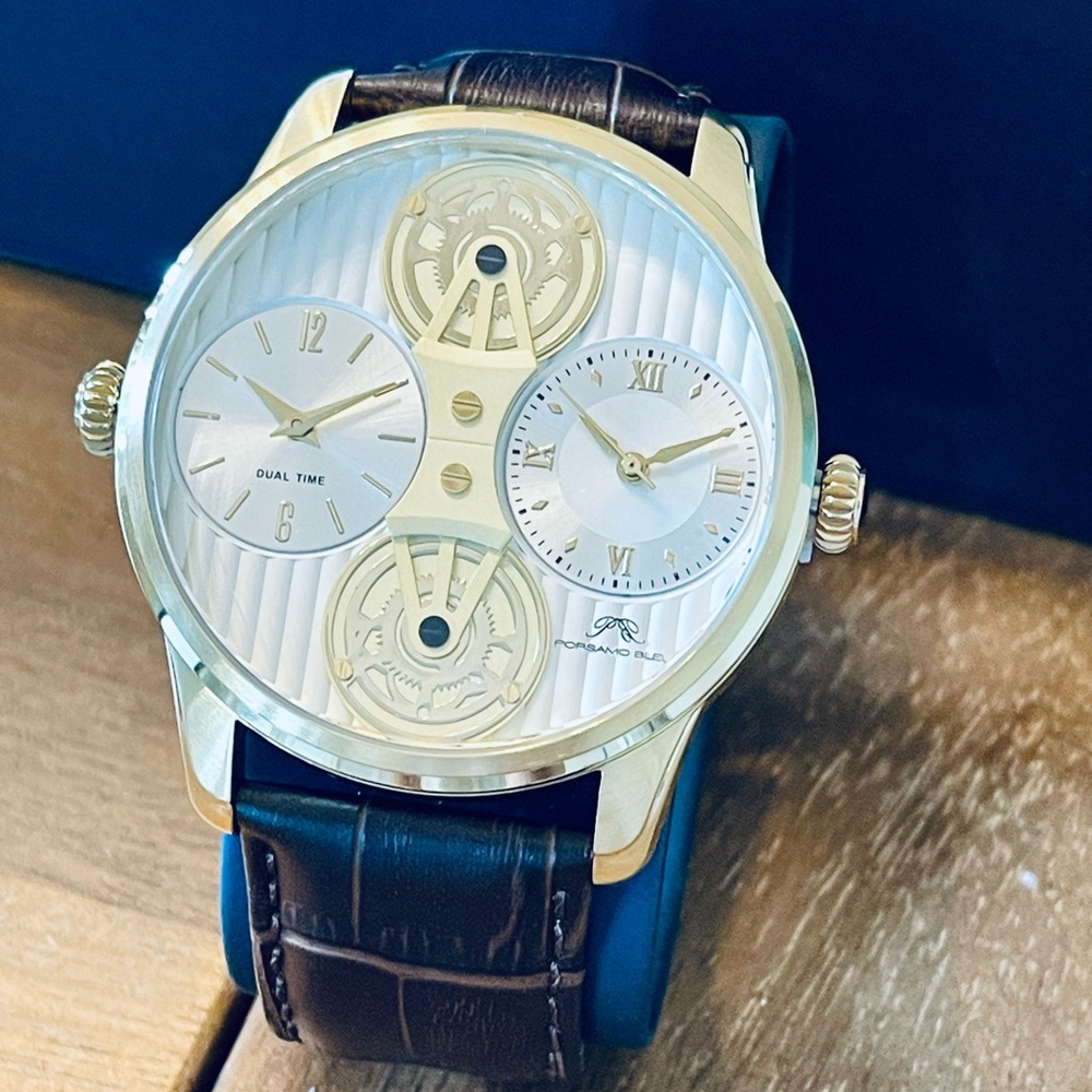 NWT NIB Men’s Porsamo Bleu Benedict double movement croc embossed leather strap